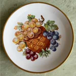 Mitterteich Bavaria Elegant Fruit Design Plate with Gold Rim Germany